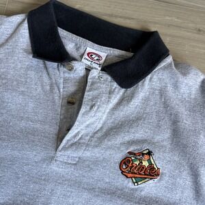 Vintage 90's True Fan Baltimore Orioles Polo‎ Shirt Men's Sz XL Gray Black